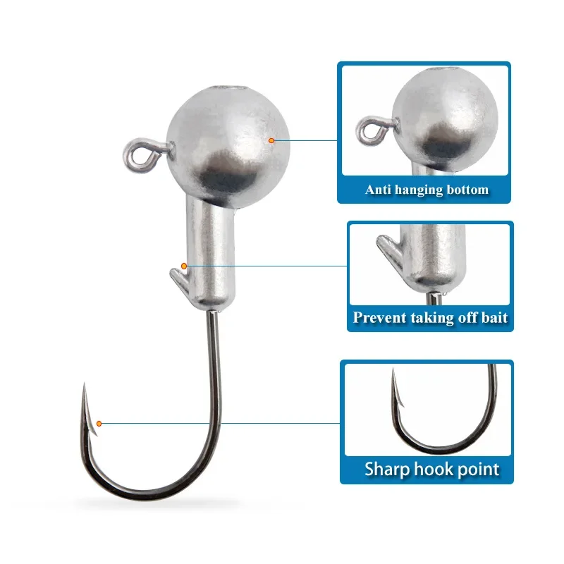 50 unids/lote 1g 2g 3g 4g 5g 6g 7g 8g 9g 10g anzuelo de cabeza de anzuelo de pesca cabeza plantilla señuelo cebo duro anzuelo de gusano suave para pesca - imagen 4