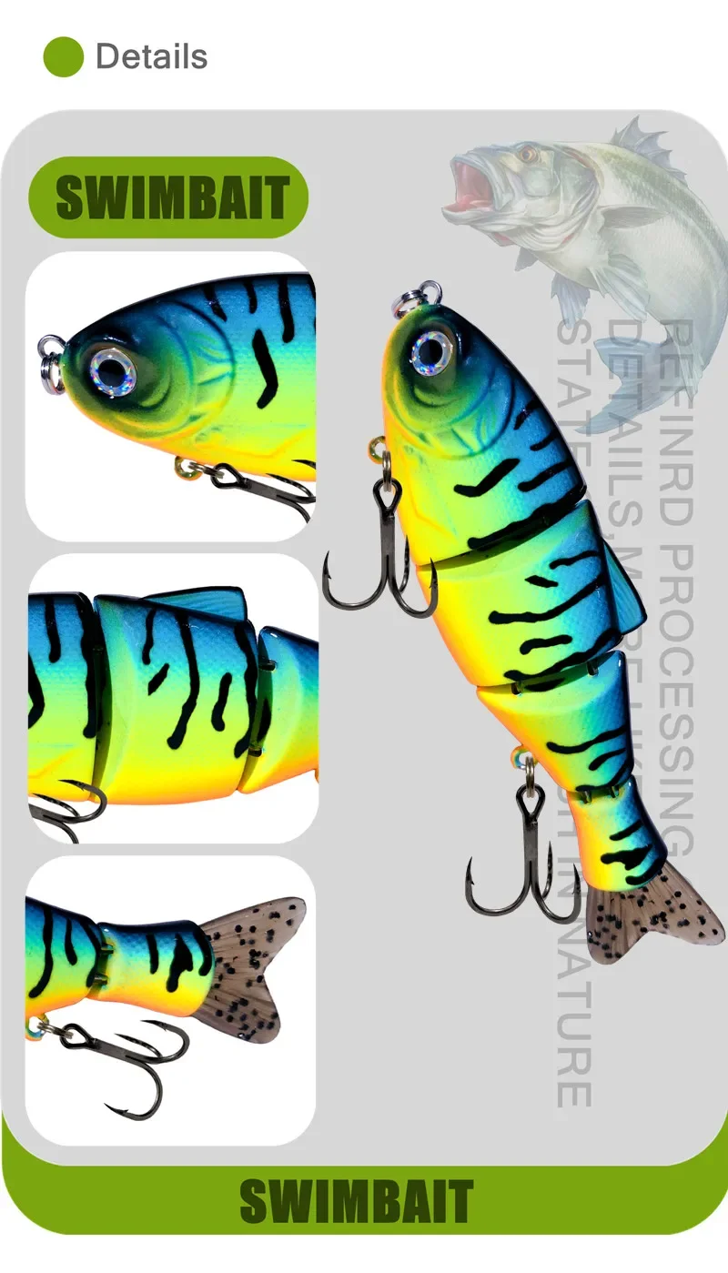 Diseño de cebo de natación con colores vibrantes y características detalladas para los entusiastas de la pesca