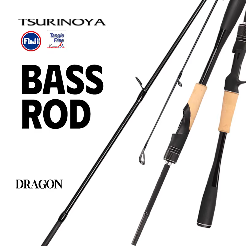 Caña de carbono TSURINOYA DRAGON 1,98 m 2,08 m UL/ML ML M 3-21g pesca giratoria de acción rápida y caña de pescar Baitcasting guía FUJI