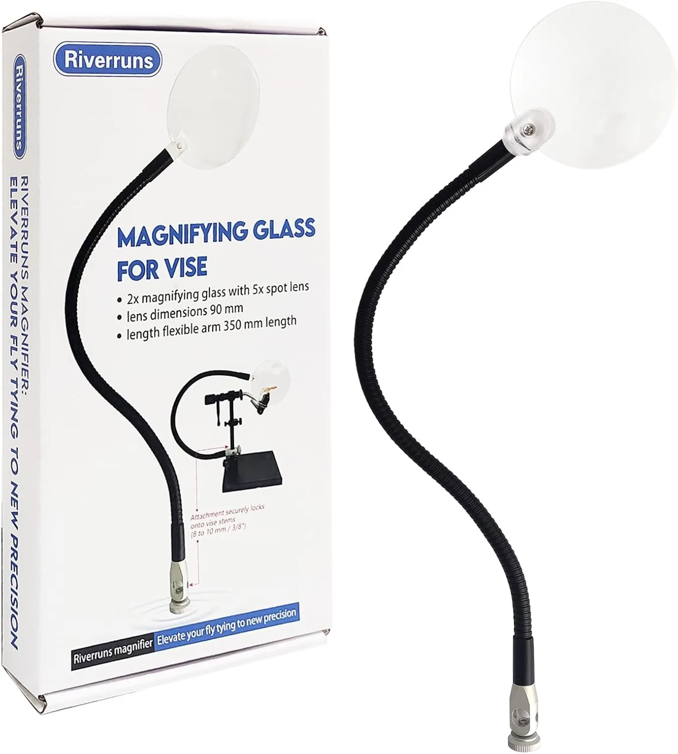 Lupa Aventik 2X brazo flexible – Lente 90 mm para montaje de moscas