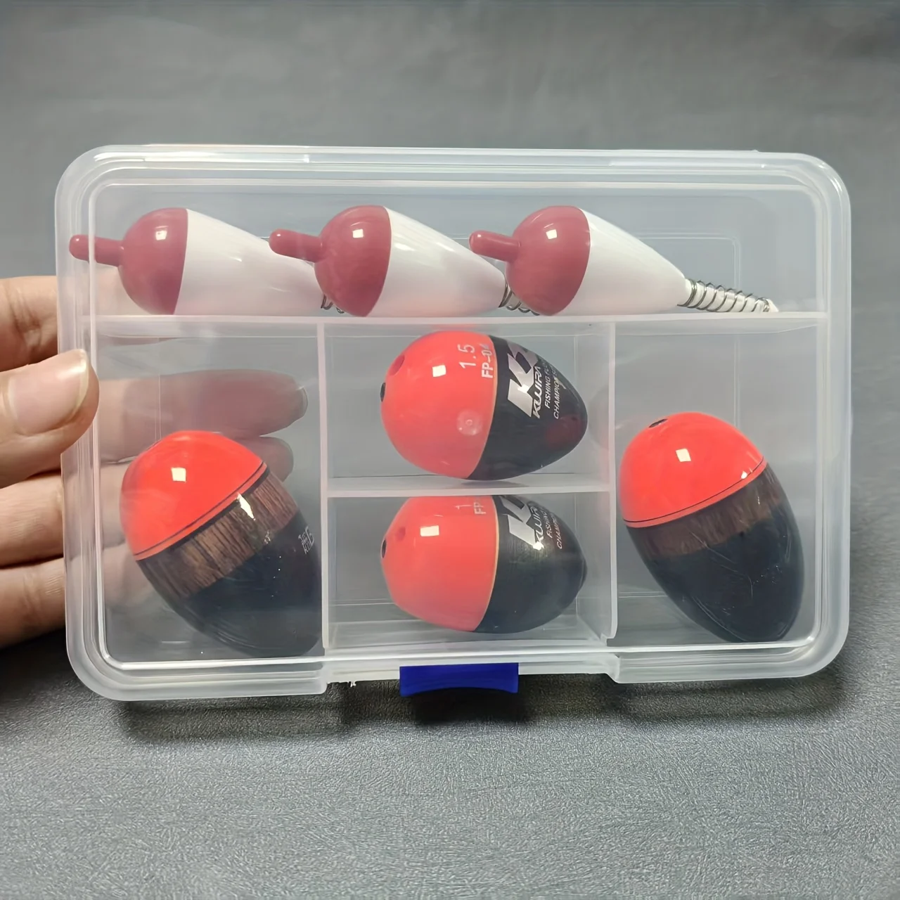 Juego de flotadores de pesca Apo, caja protectora dividida, colección completa de flotadores de pesca en roca helada para invierno, cobertura de fundición de orilla, 7 Uds. - imagen 3