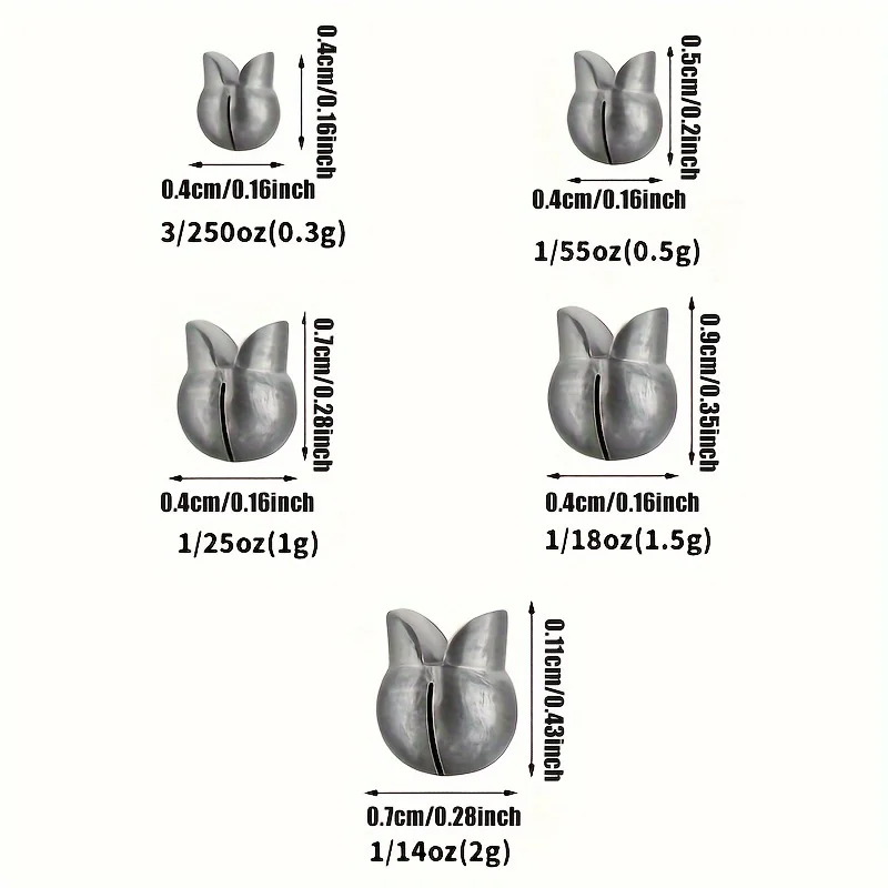 60/120 piezas, conjunto de plomos divididos de pesca redondos y extraíbles, disponible en 5 tamaños - imagen 4