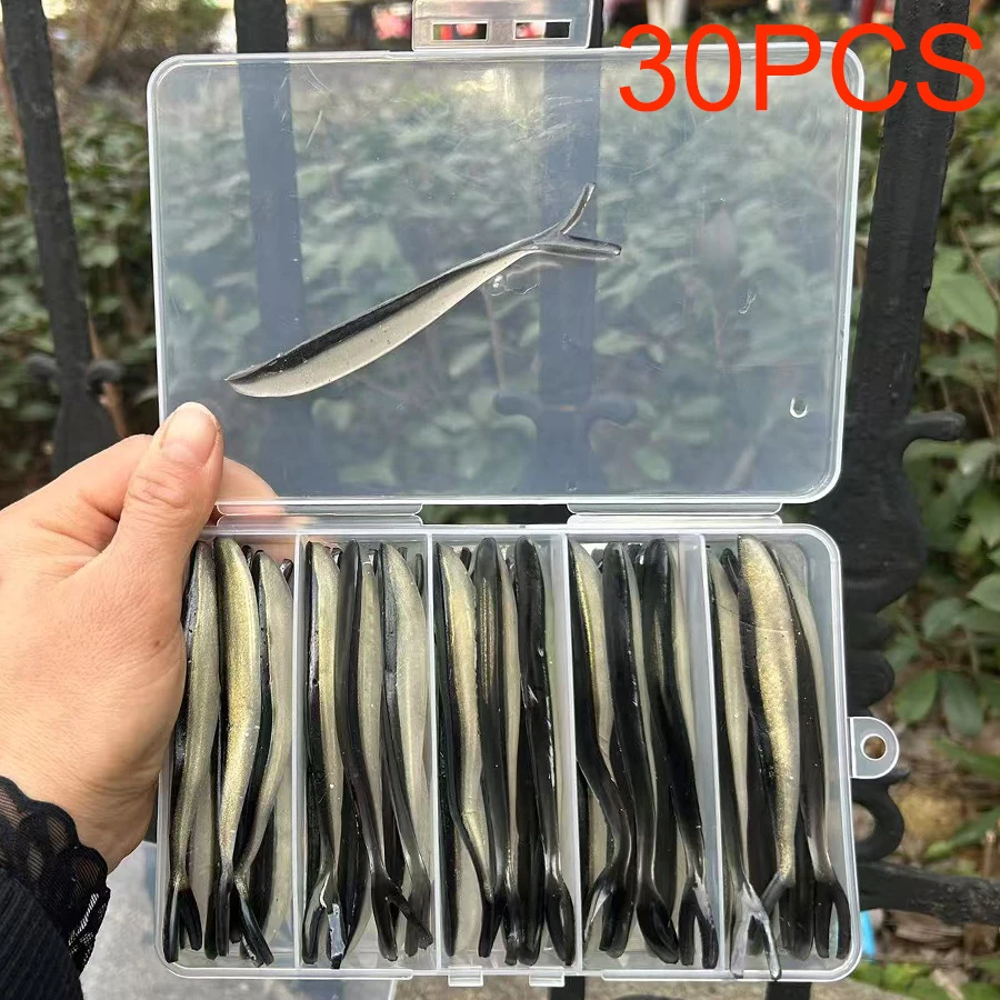 30 Uds. Señuelo de pesca Easy Shiner 110mm Wobblers para lubina, Lucio, carpa, pesca, señuelos blandos, cebos de plástico Artificial de silicona Swimbait