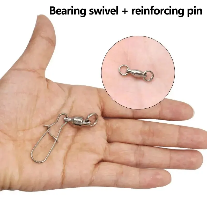20 piezas conector giratorio a presión, Pin, rodamiento de bolas, Kit de hebilla de anillo rodante, línea de señuelo de Pesca, conectar herramientas de Pesca de bloqueo cruzado - imagen 3