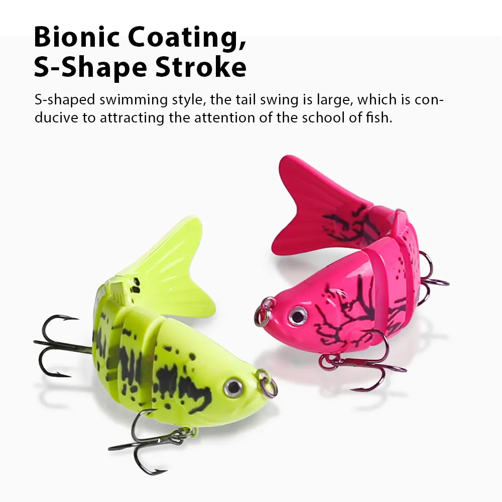 Hanlin-señuelo de pesca Artificial multiarticulado, 100mm/3,49 pulgadas, Wobblers, Swimbait realista, hundimiento lento, aparejos de lubina y trucha de plástico duro - imagen 3