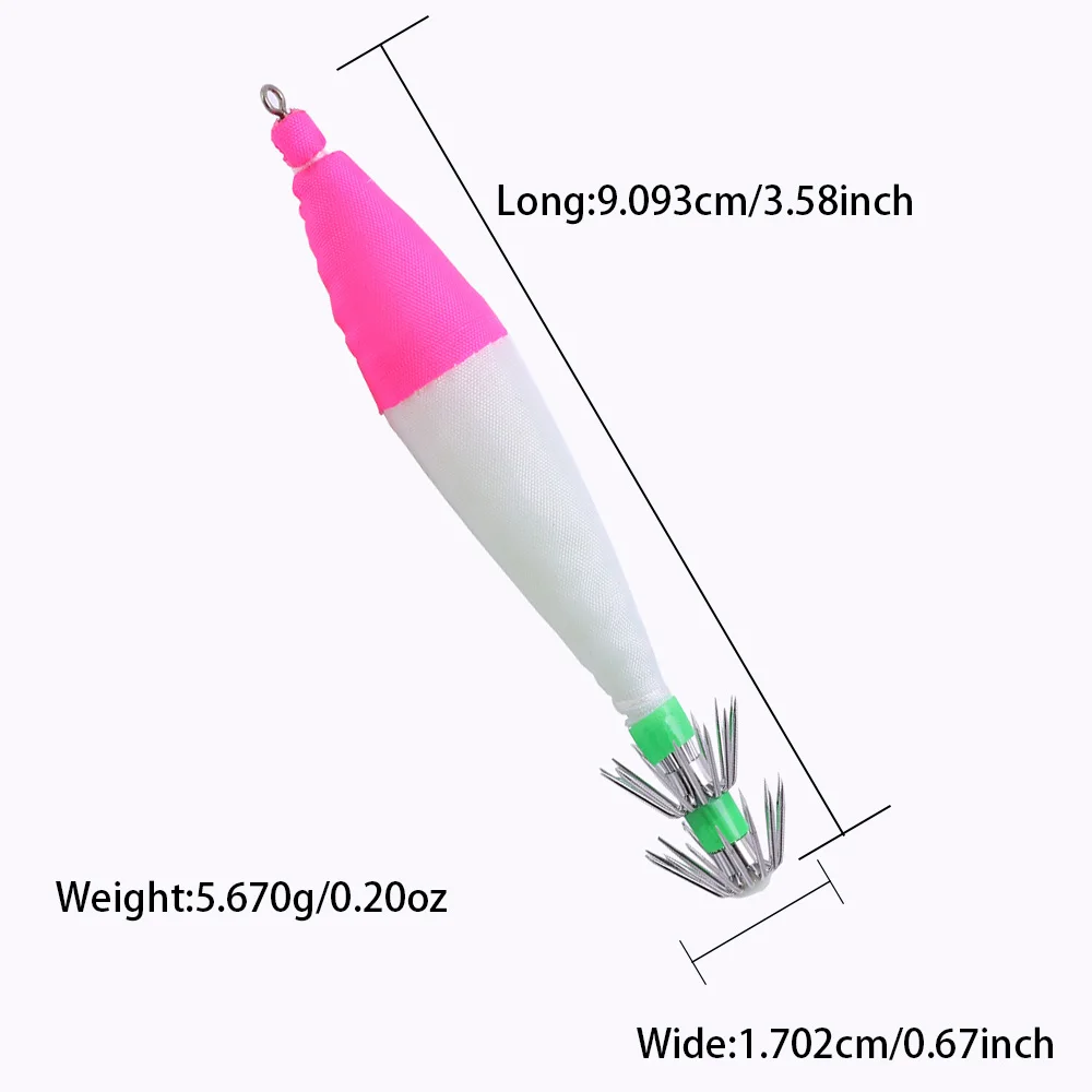 Ganchos de calamar de tubo de soplado luminoso de 5 uds, anzuelos de cebo falso simulados, anzuelos de calamar de doble capa, equipo de pesca de agua salada - imagen 4