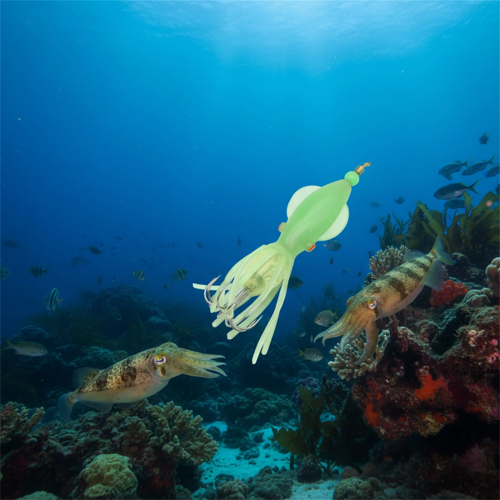 Cebo de calamar simulado portátil, 110mm, 66g, señuelo de pesca Artificial, anzuelo de calamar para pesca en hielo, cebo de madera para camarones, accesorios de pesca - imagen 3