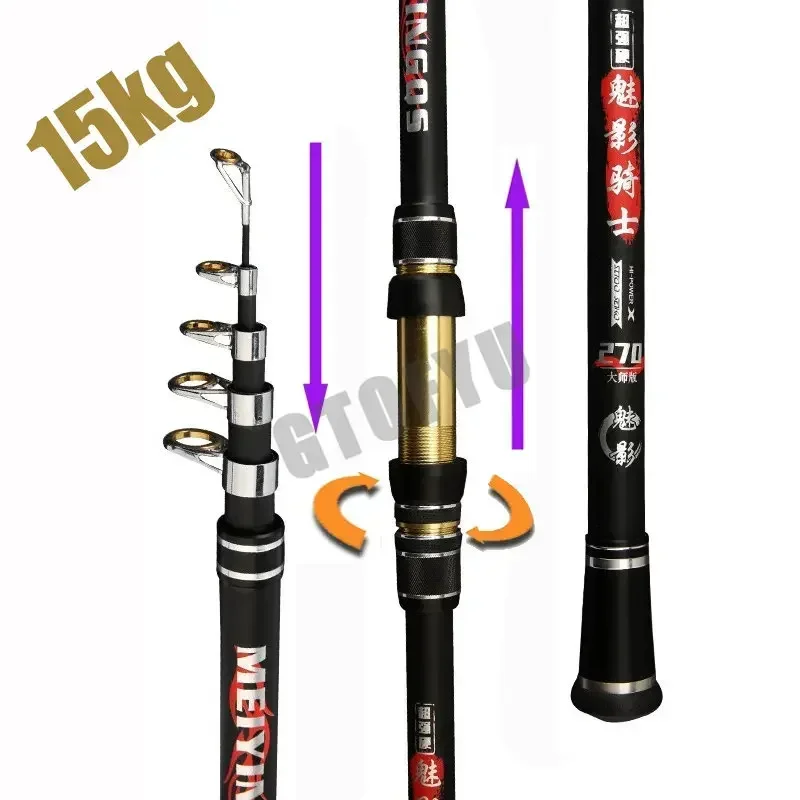 Caña telescópica surfcasting – Carbono, acción rápida, agua salada