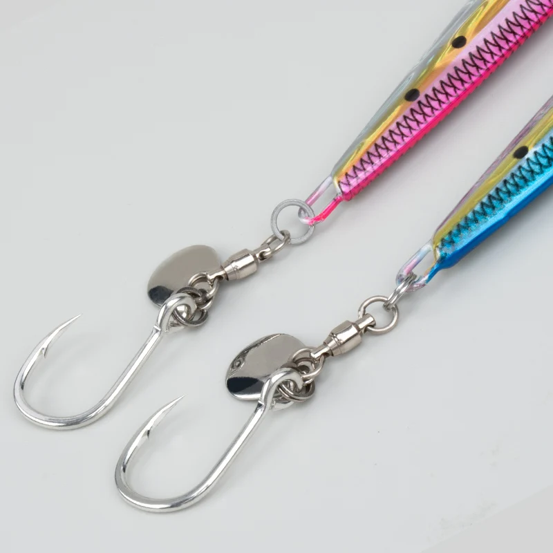 OBSESSION HK043 5 uds gancho de Jigging de lentejuelas giratorio 8062 Jigging lento cuchara de acero inoxidable de alto carbono Spinner gancho de asistencia aparejos - imagen 5