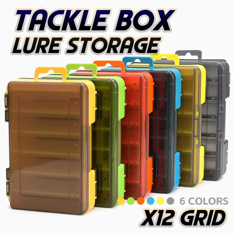 MEREDITH-caja de aparejos de pesca de cara práctica, 12 compartimentos, caja de almacenamiento de anzuelos, accesorios de pesca, estuche de almacenamiento de plástico - imagen 2
