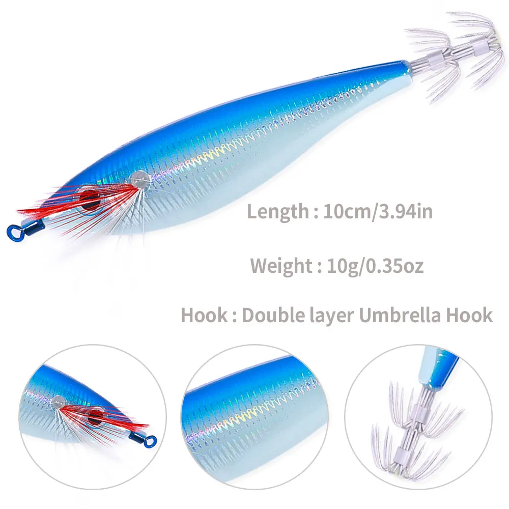 Señuelos calamar luminosos 10cm – Jigs artificiales pesca mar - imagen 5