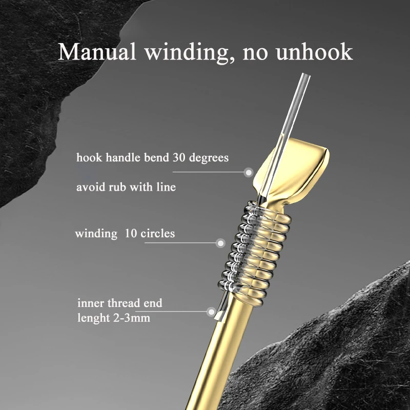 40 pares de anzuelos de pesca con línea Tippet de 25cm para peces pequeños, anzuelos dobles de acero al carbono, carpa con púas para peces - imagen 4