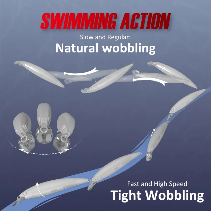 Señuelo de pesca Noeby Minnow, 100mm, 13,6g, Wobbler flotante, Jerkbait, cebo duro Artificial para lubina, Señuelos de pesca de agua dulce y salada - imagen 5