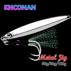 1 Uds. Señuelo de Pesca de plantilla de Metal hundido de aleación de Zinc de Metal 60g 80g 100g Crankbait Jig cuchara Wobbler cebo Señuelos de Pesca de Mar
