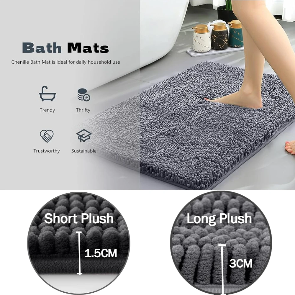 Alfombras de baño antideslizantes de chenilla lavable - imagen 2