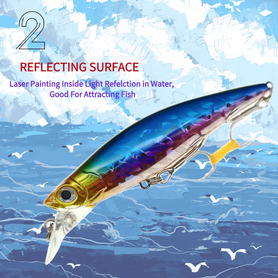 MUKUN-señuelo de Pesca Minnow, 33g, Swimbait, Crankbait, Plopper Whopper, lubina, Lucio duro, atún, pez de hielo, buceo profundo - imagen 5