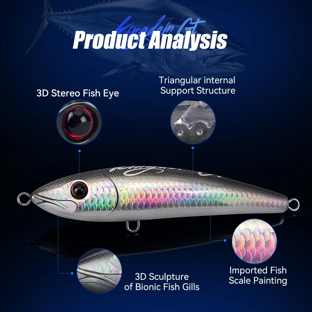 Kingdom GT Phantom-Señuelos tipo lápiz flotante, 180mm, 200mm, 78g, 115g, señuelo de pesca en el mar, cebos duros artificiales, pesca en agua salada - imagen 3