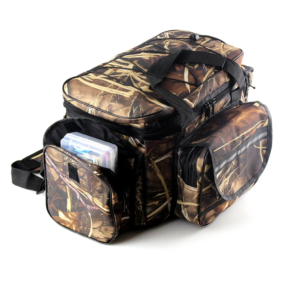 Bolsa de equipo de pesca de gran capacidad, bolsa de almacenamiento de equipo de pesca impermeable, bolso de hombro de viaje al aire libre, bolsa cruzada, equipo de pesca - imagen 3
