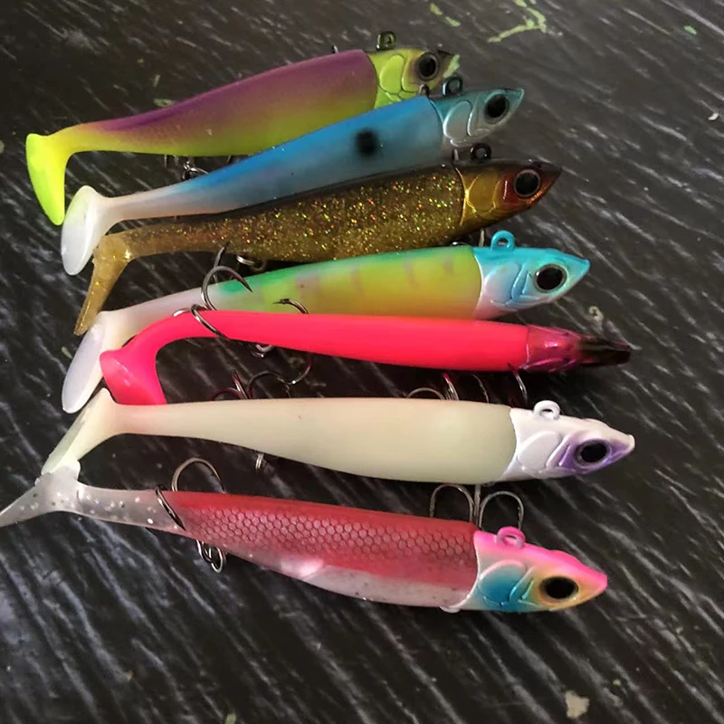 Señuelos blandos de cola en T de 11cm/9cm con cabeza de plomo para agua salada, cebo de silicona para perca Megabass, anzuelo de pesca de tiro largo - imagen 5