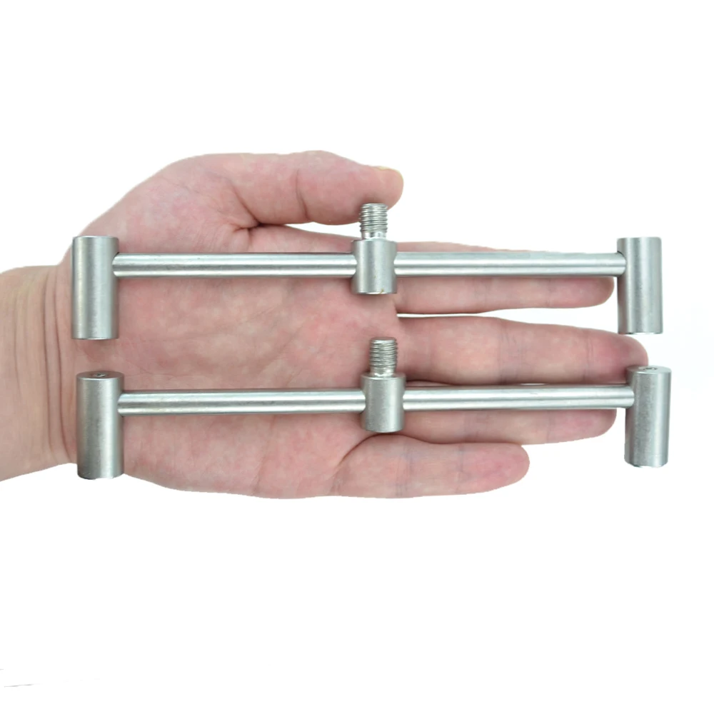 Hirisi-Juego de vainas de caña de pescar de carpa de acero inoxidable, con 2 palos bancarios y 2 barras de zumbido, soporte para caña, accesorios de pesca - imagen 5