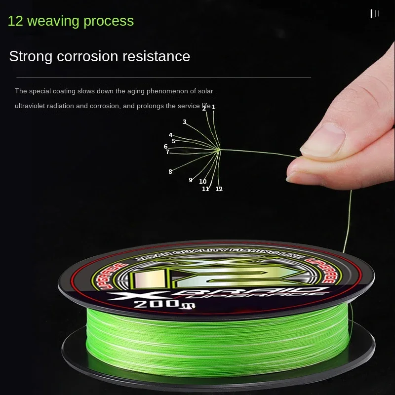 Línea de pesca trenzada de alta resistencia, línea de hundimiento tipo PE para pesca de lubina, actualización de Japón PE X8 X12, 100-200m, 300m, 500m, 14LB-80LB - imagen 5