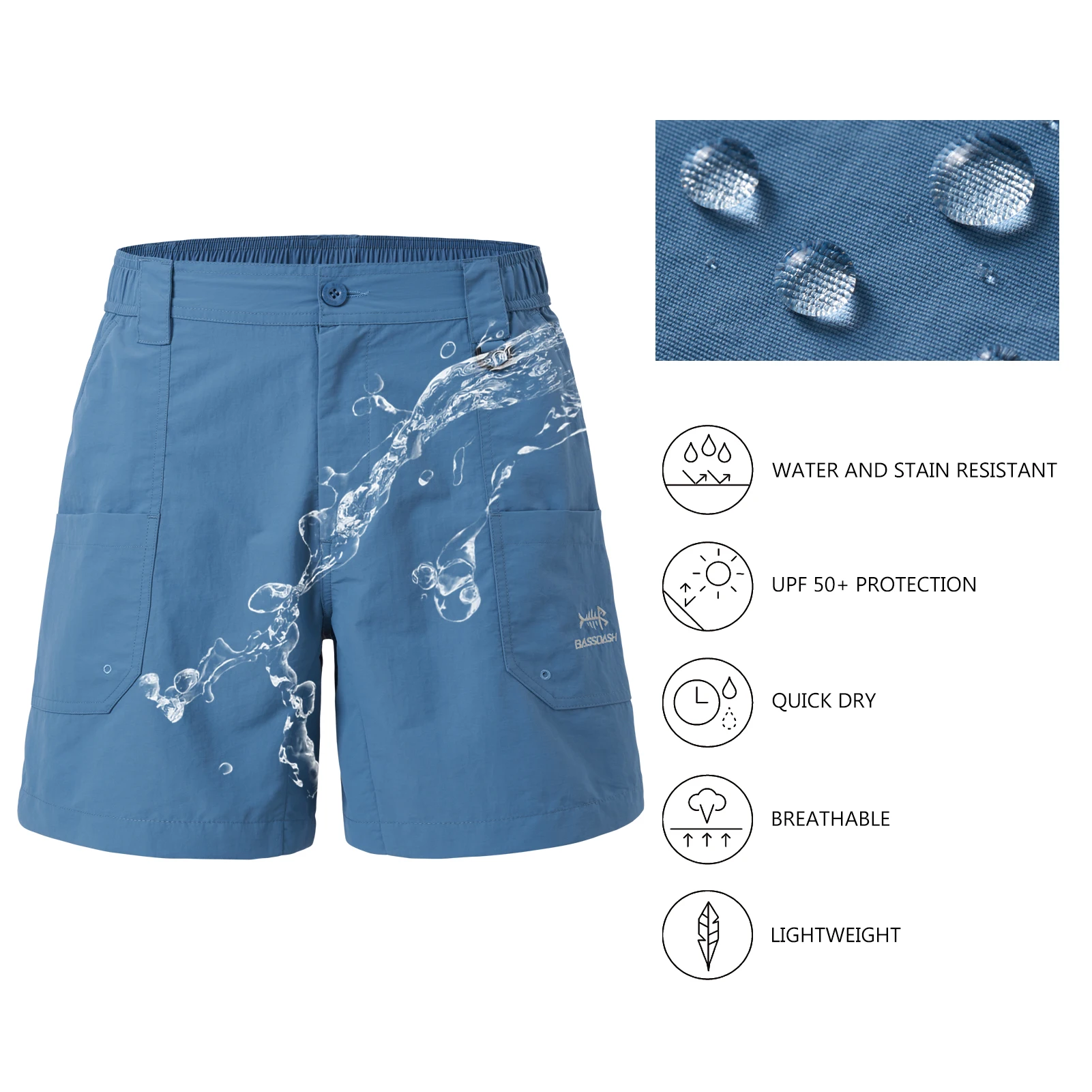 Bassdash-pantalones cortos de pesca para hombre, 6 ", UPF 50 +, resistentes al agua, secado rápido, carga de senderismo con múltiples bolsillos, FS25M - imagen 4