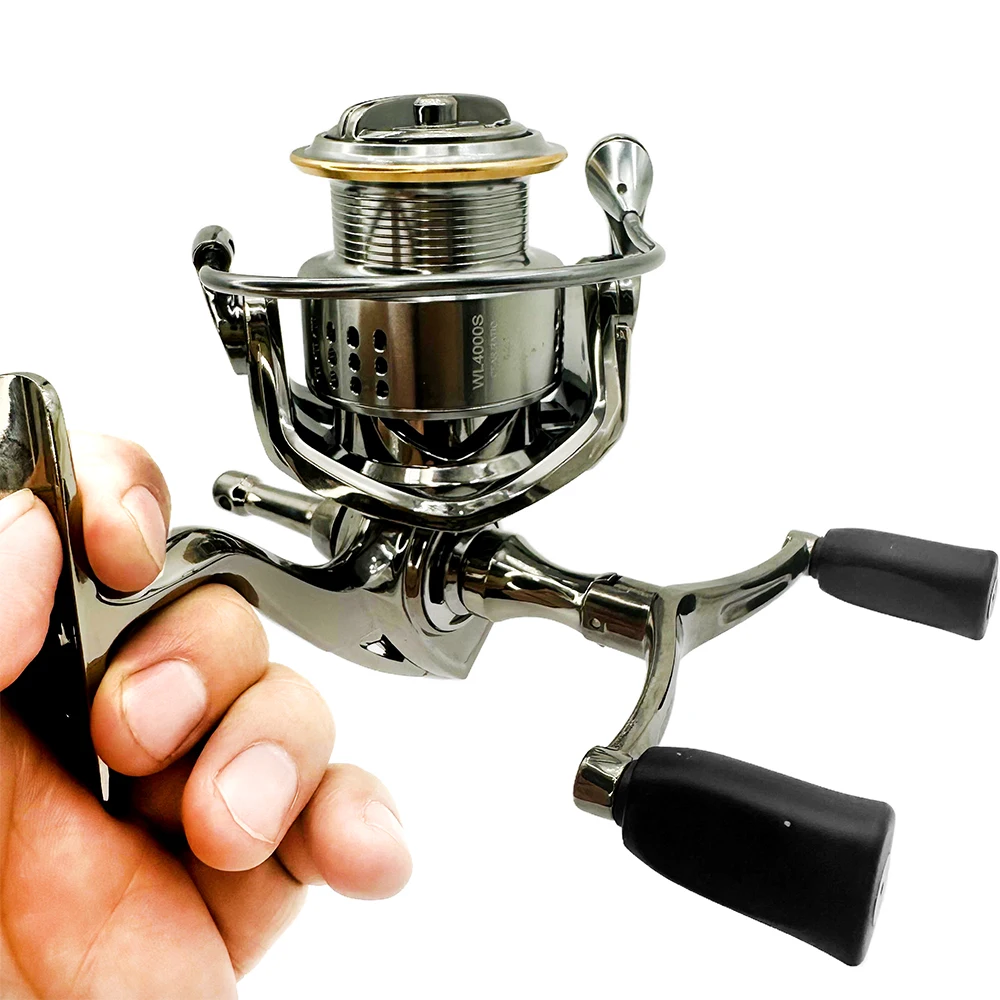 Carrete de pesca giratorio con barra de equilibrio, rueda de pesca anticolisión, arrastre máximo de 8kg, mango intercambiable izquierdo/derecho 2000-4000 - imagen 2