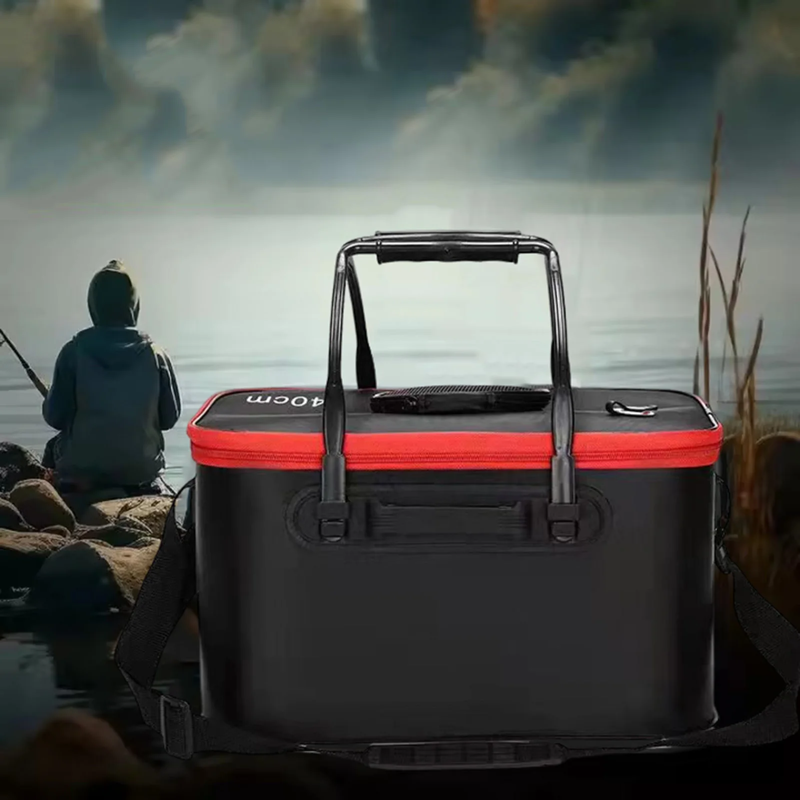 Cubo plegable para peces EVA, señuelos para peces vivos, cubo, bomba de oxigenación de peces, contenedor, tanque de agua para actividades de pesca al aire libre - imagen 2