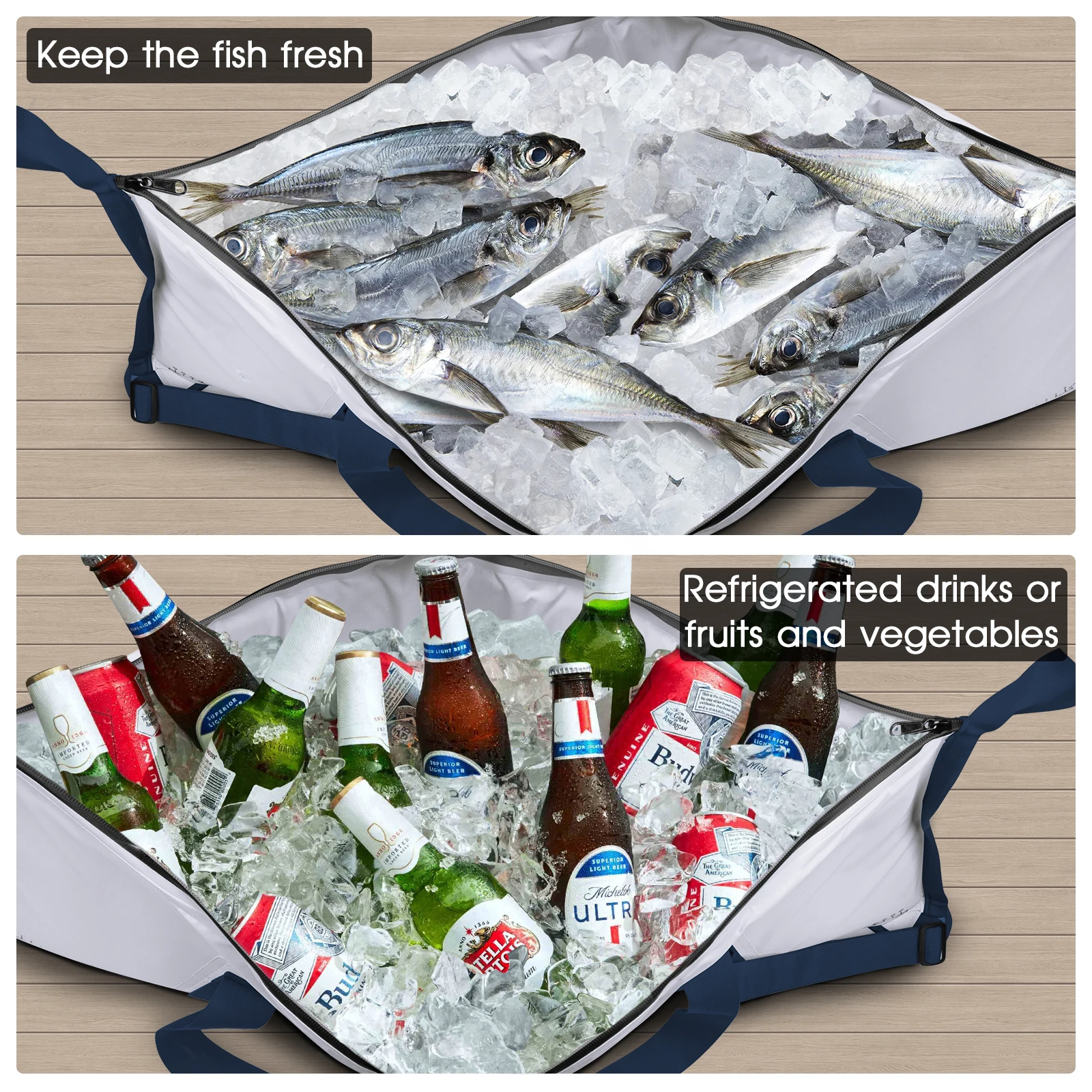 THKFISH-Bolsa enfriadora de pescado con aislamiento de 40 pulgadas, gran capacidad, a prueba de fugas, bolsas de mantenimiento fresco de peces vivos, bolsa fría de pesca de PVC impermeable - imagen 3