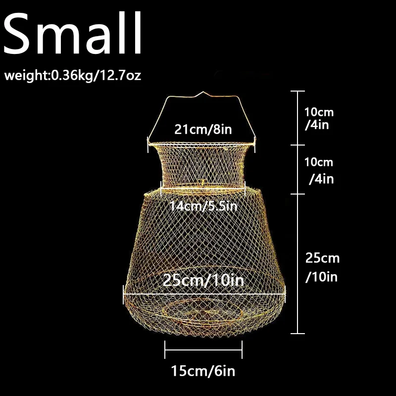 25/30/33cm atrapa peces fácilmente con la Goture's portátil plegable alambre de acero red de pesca jaula herramientas de pesca accesorios de pesca - imagen 3