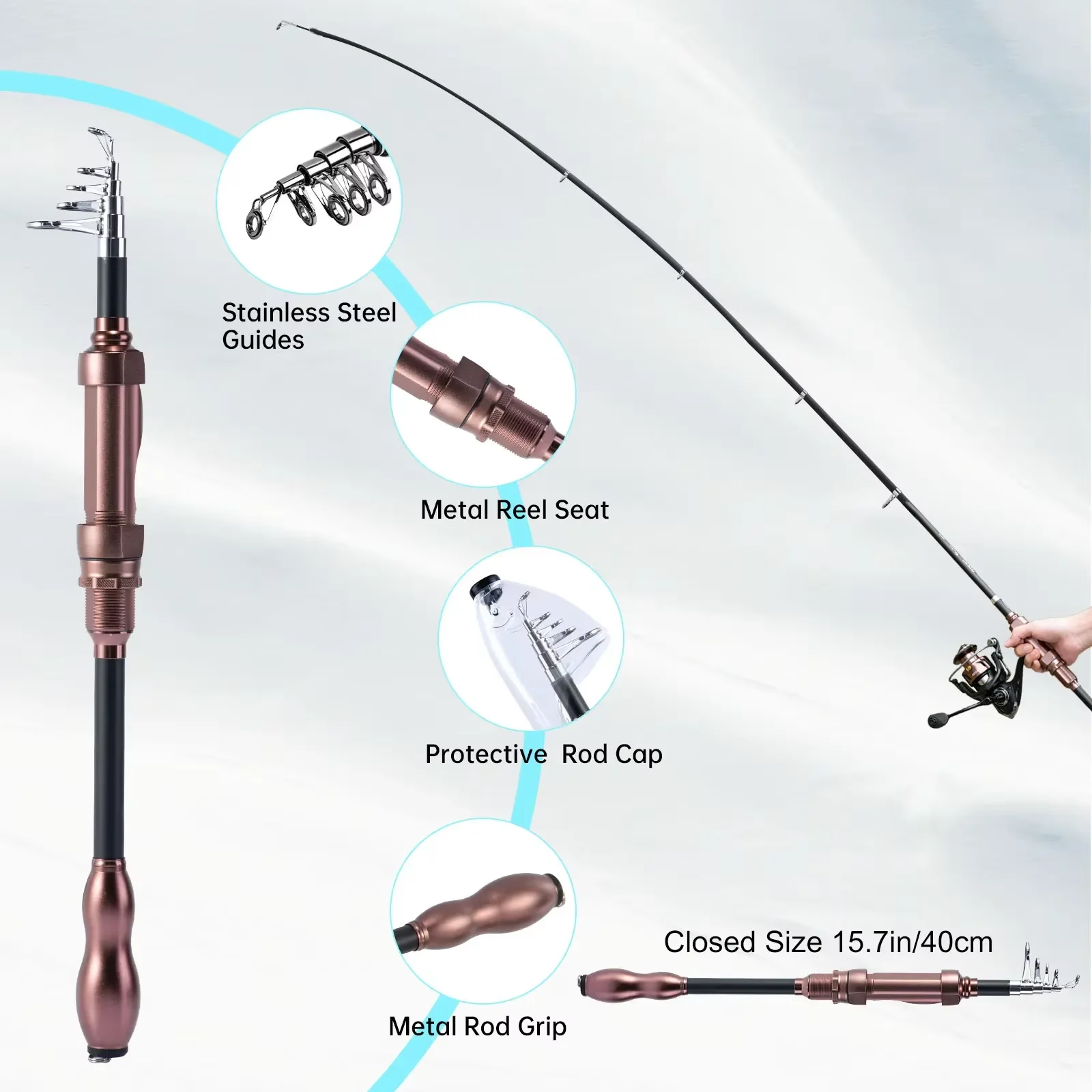 Caña de pescar telescópica Goture fibra carbono ligera viajes - imagen 3
