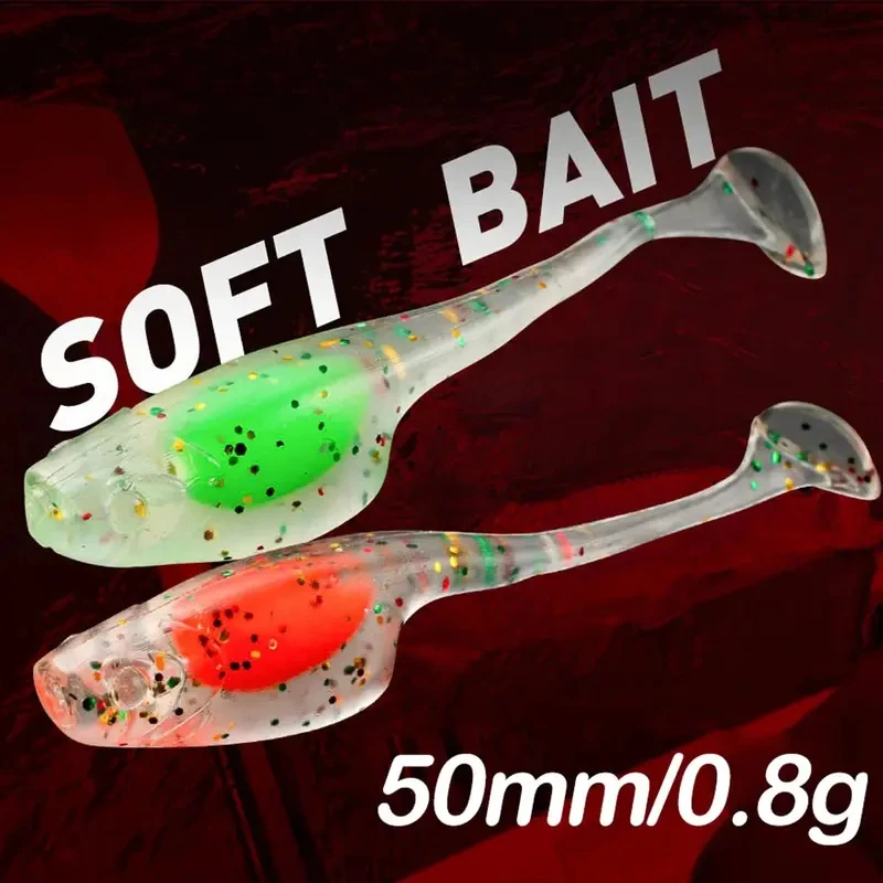 25 uds paleta T-tail Shad Ajing señuelo de pesca 5cm 0,8g Rockfish goma suave señuelo Artificial cebo lubina - imagen 3