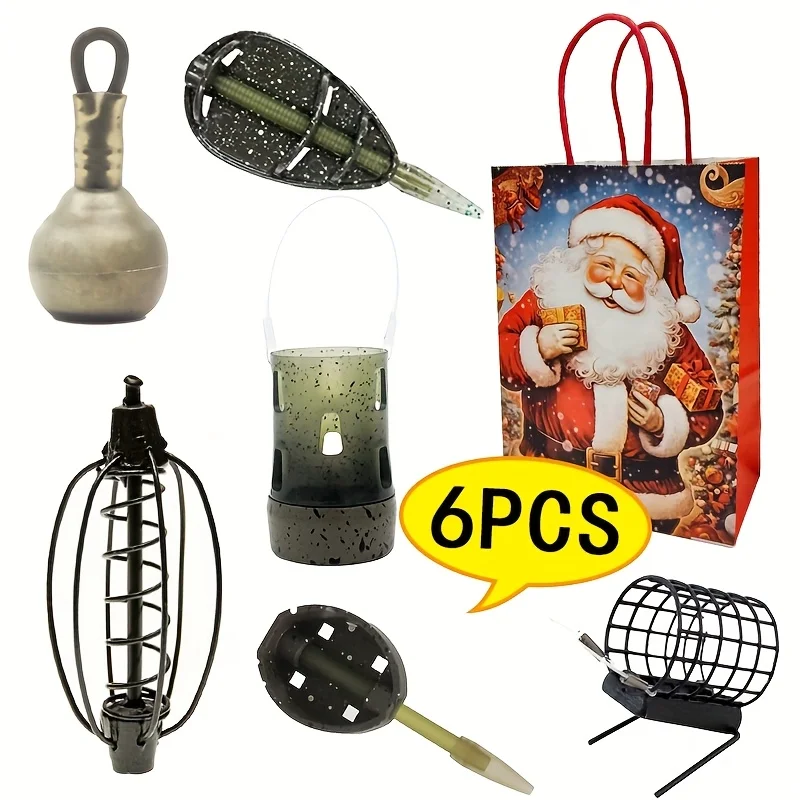 Bolsa de regalo de Navidad aleatoria, juego de plomo de pesca de carpa europea para mar/lago, equipo de pesca con fondo, liquidación de hielo, invierno, 6 uds.