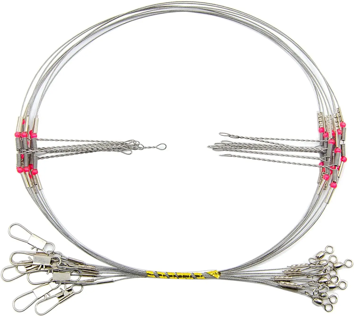 Acero inoxidable con broches giratorios y cuentas para rig de pesca