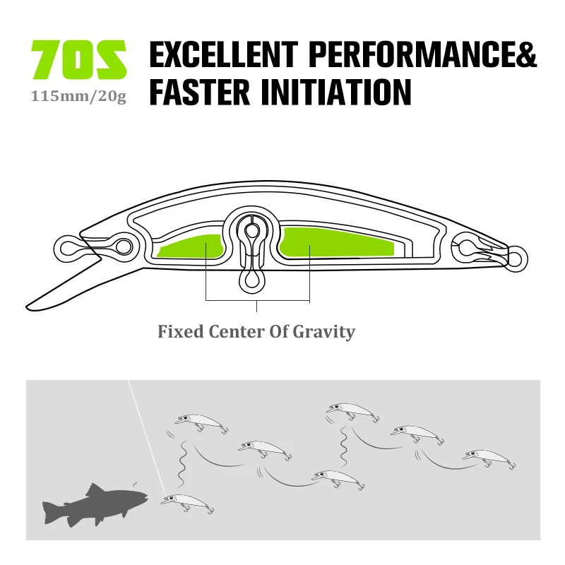 TSURINOYA 70S hundimiento Minnow señuelo de pesca DW75 70mm 8,9g 0,6 ~ 1,0 m cebo duro corriente lubina trucha Jerkbait Artificial - imagen 2