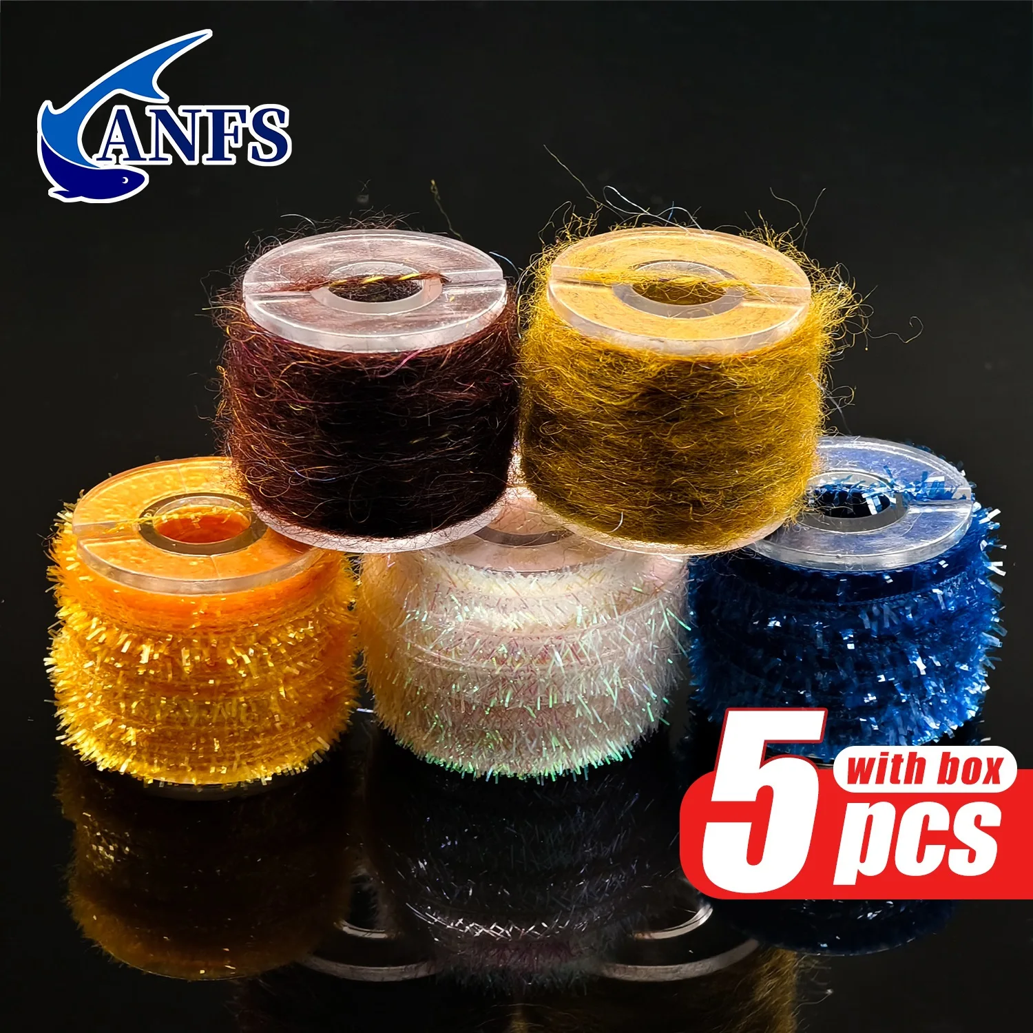 ANFS 5 piezas de materiales para atar moscas con caja, hilo para moscas DIY universal para ninfas, mayfly, serpentina, moscas de plantilla - imagen 2