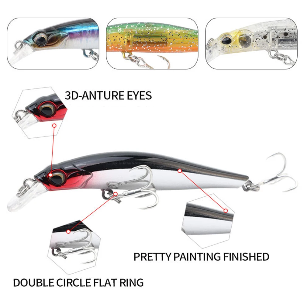 Señuelos de pesca de 8cm y 9,1g, pececillo que se hunde, Wobbler, cebo duro Artificial de fundición larga, aparejos de pesca Jerkbait para trucha y lubina MN610 - imagen 5