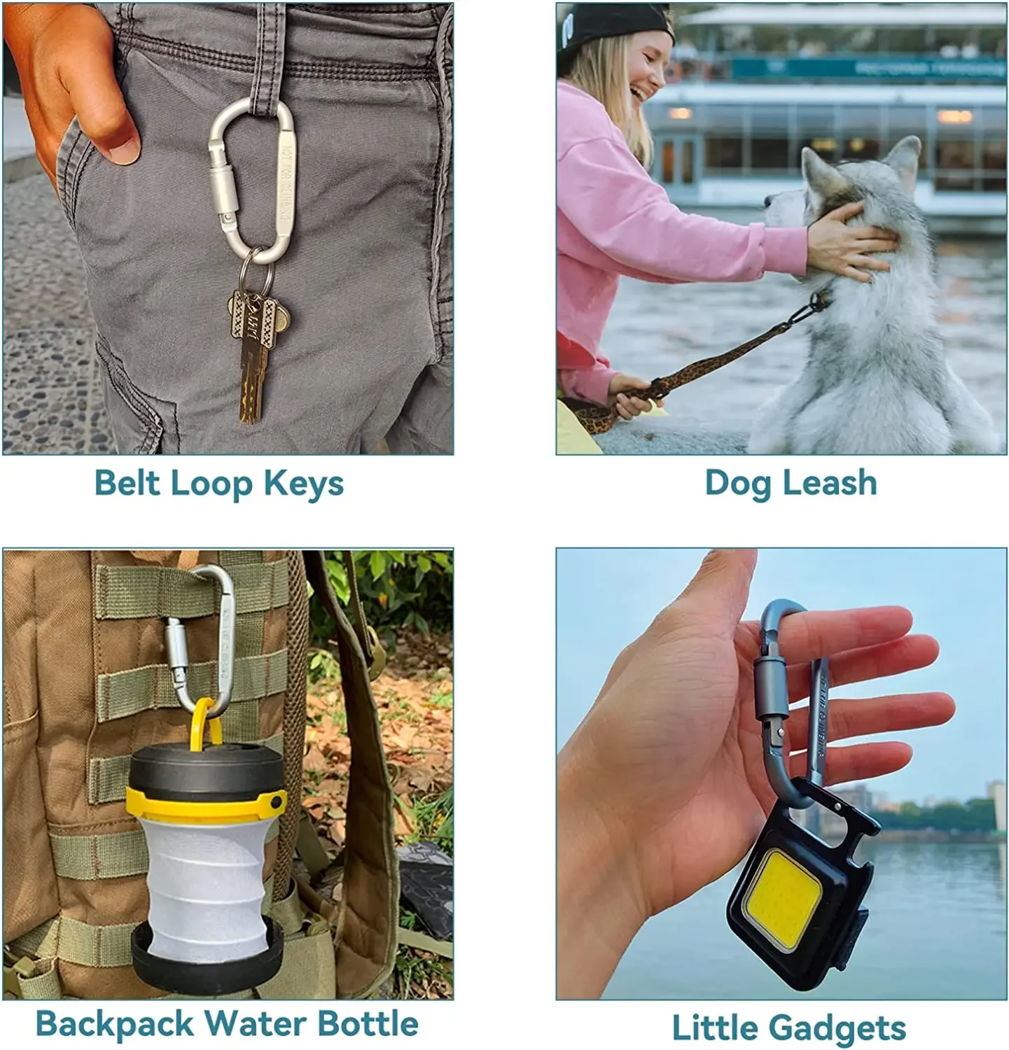 Juego de mosquetones para llave Camping supervivencia EDC llavero al aire libre Clip aleación de aluminio mosquetón táctico mosquetones con gancho 4 Uds - imagen 2