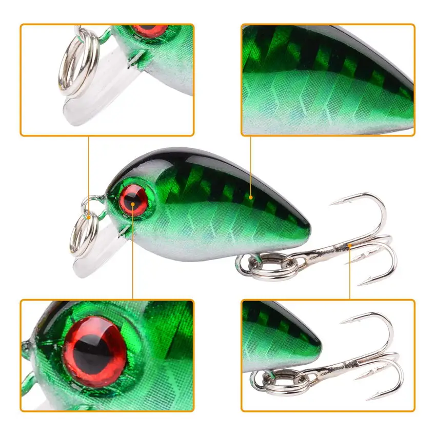 Juego de Señuelos de Pesca, cebos Crankbaits de 3cm, 1,8g, Micro duro, cebos artificiales, Mini señuelo para piscardo, Lucio, trucha - imagen 4
