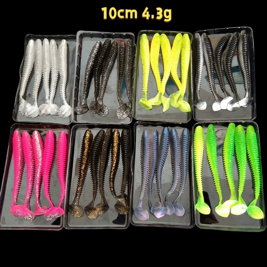 Swolfy 40 Uds 10cm 4,3g señuelos de gusano suave cebo de silicona Swimbait cebo Wobblers de peces de mar productos para aparejos artificiales de pesca - imagen 2
