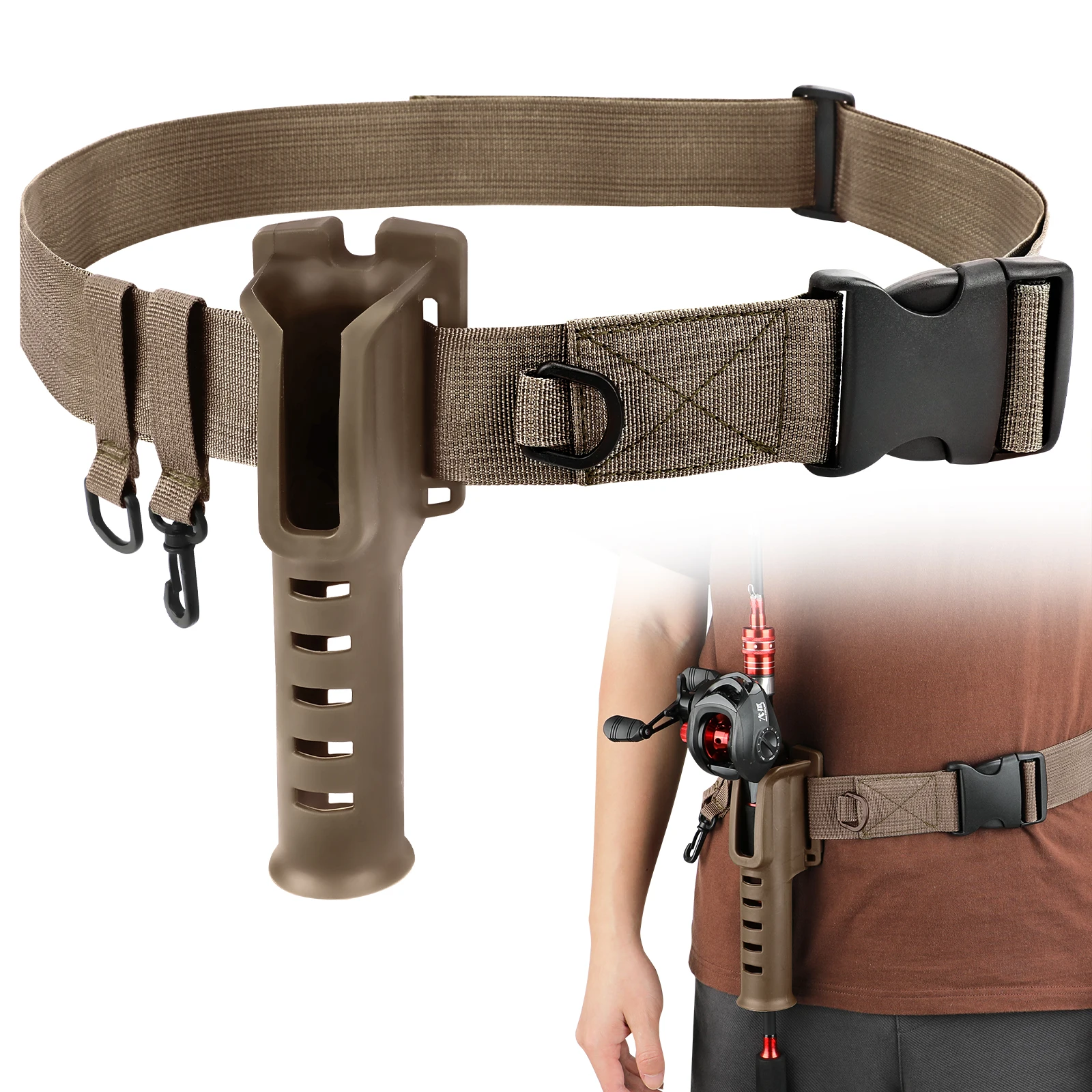 SANLIKE Fishing Rod Belt Holder Multi-function Portable Adjustable Waist Mounted Fishing Rod Tube For Spinning and Casting Rods