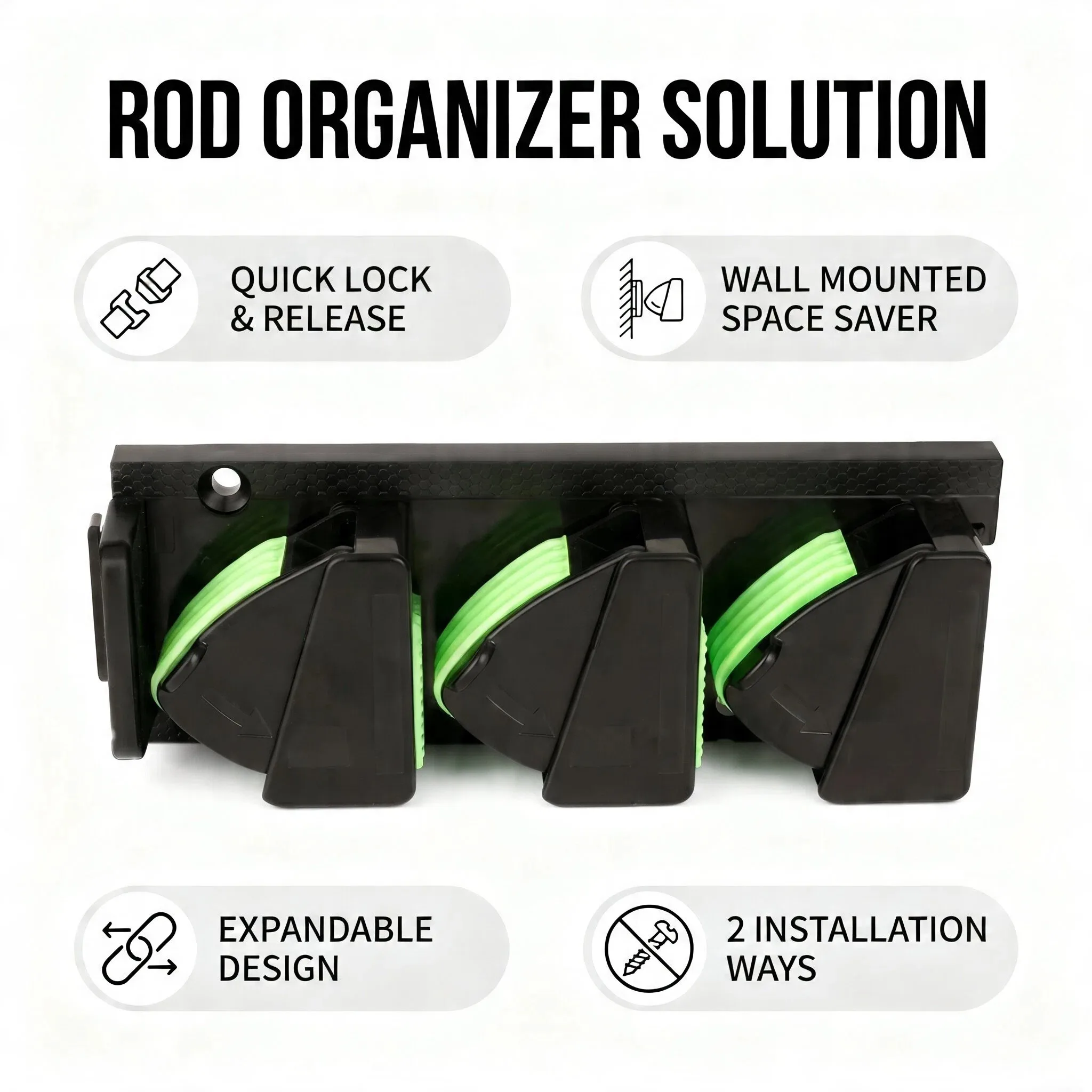 Soporte para Cañas de Pescar con clips ajustables de pared resistente