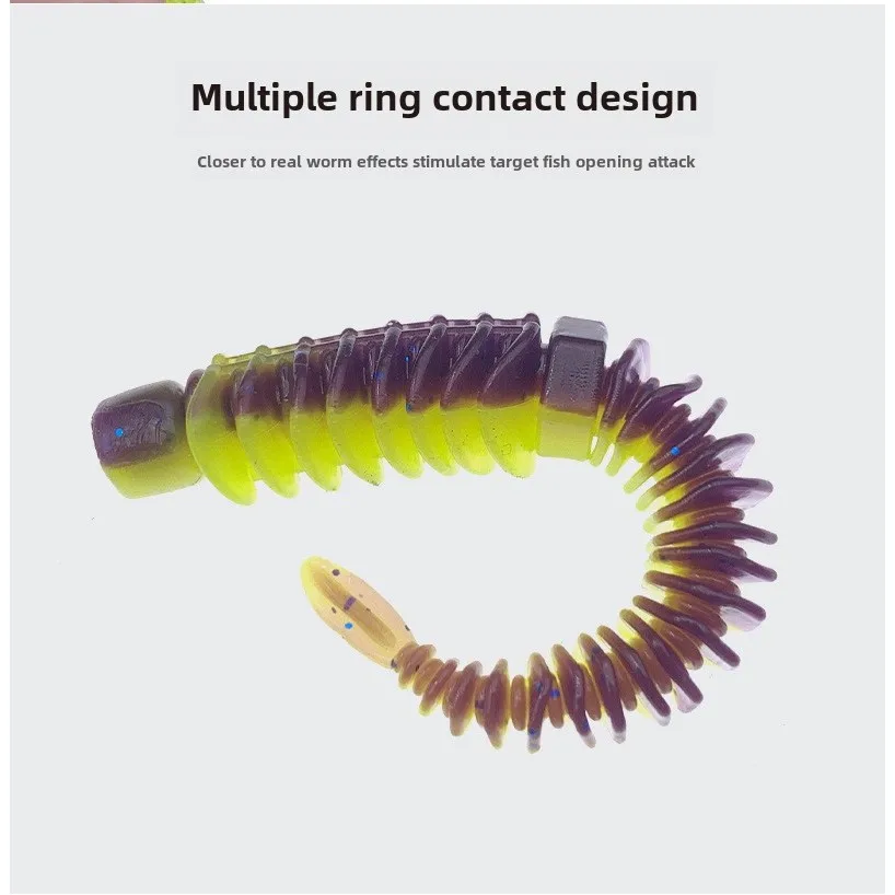 Señuelo de pesca de plástico suave, cebo de gusano realista de 8cm/2g, cola de aguja en espiral, olor a aceite de camarón para lubina, Snakeh ead Pike, 10 Uds. - imagen 5