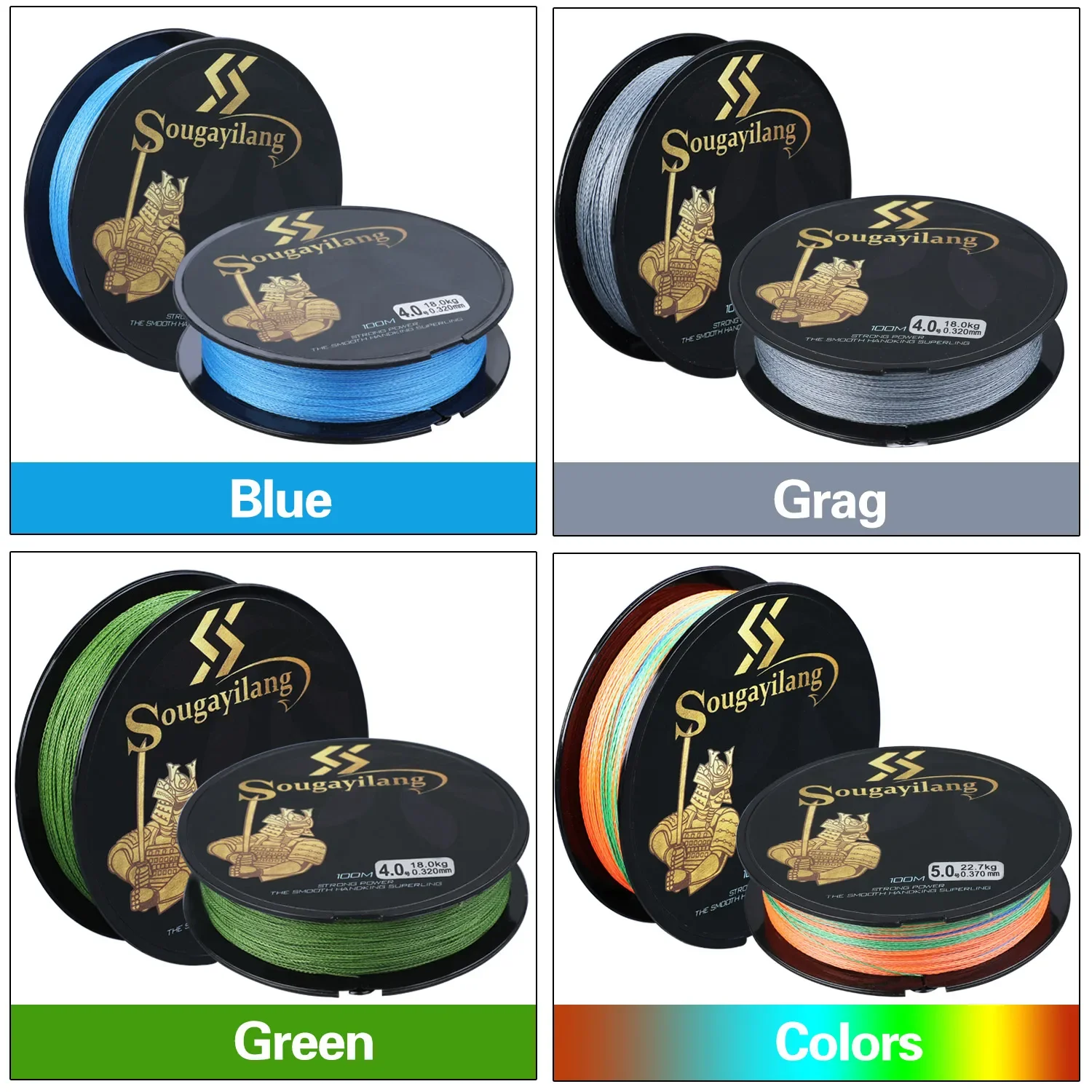 Sougayilang-sedal de pesca de 4 hebras, hilo de pesca trenzado de alta calidad, 4 colores, monofilamento suave, 100M - imagen 4