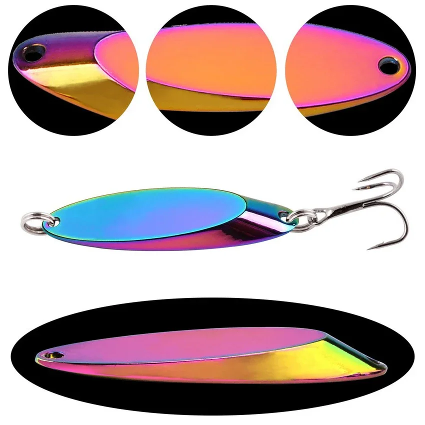 Señuelo tipo cuchara de Metal para Pesca, cebos duros, cebos para lubina, cuchara dorada plateada, aparejos de Pesca Wobblers Isca Artificial, 3g-28g, 1 ud. - imagen 5