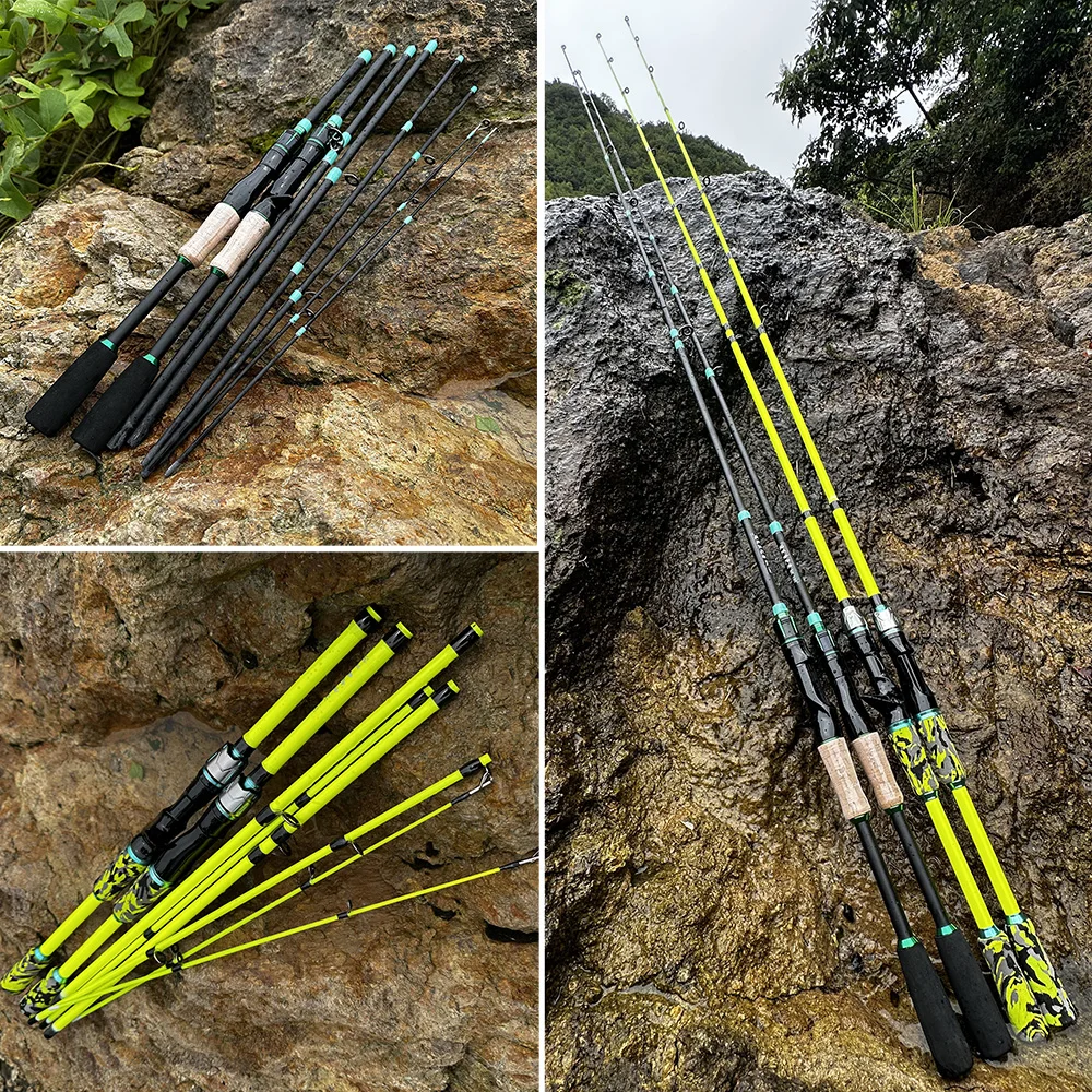 Caña de pescar con señuelo súper ligera de 2,1/1,8 m, 4/5 secciones, caña giratoria de viaje de acción rápida con mano de EVA suave para caña de Lucio - imagen 2