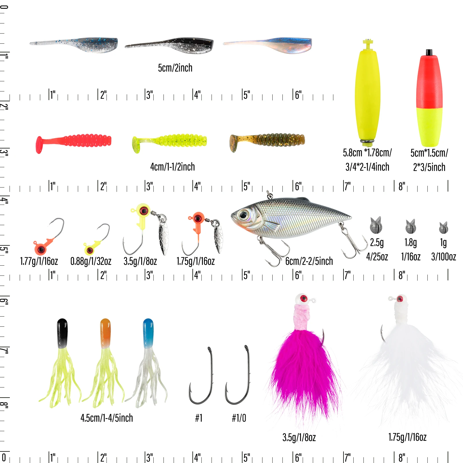 Kit señuelos pesca con jig head, vinilos y plomada para lubina y trucha - imagen 4