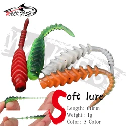 WALK FISH 20 piezas 61mm cebo de gusano cebo suave hilo inverso gusano suave oruga marina pesca placa de hierro gancho de plomo Artificial