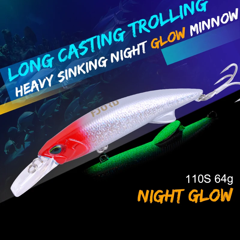 FJORD Glow UV 110mm 64g cebos duros que se hunden señuelo de pesca de fundición larga profundidad de mar agua salada señuelos de curricán Swimbaits artículos de pesca - imagen 3