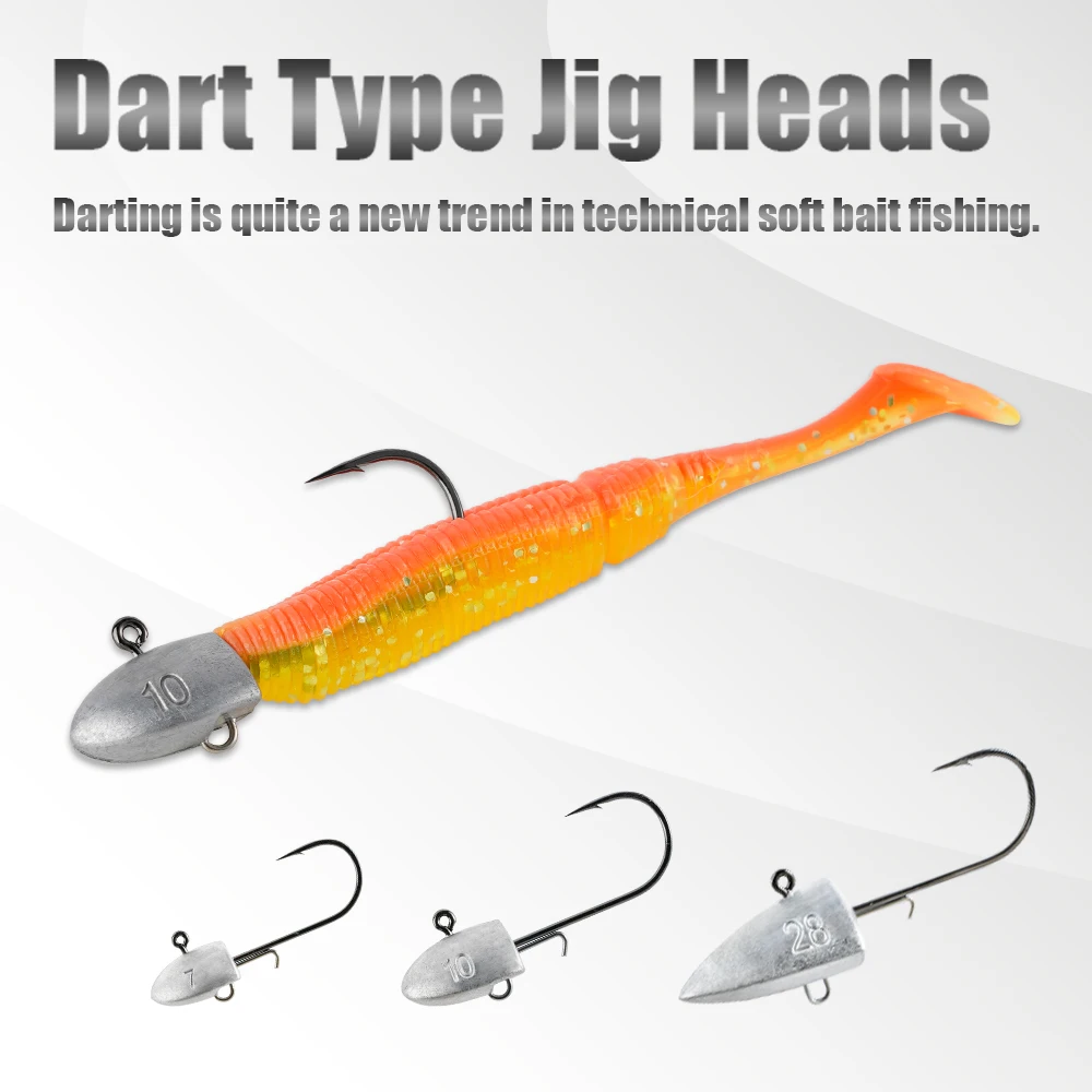 Noeby Dart Jighead anzuelos 7g 10g 28g anzuelo de señuelo de pesca de gusano cebo Artificial de alta calidad para aparejos de pesca de lubina gancho - imagen 4